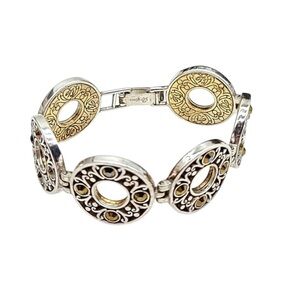 Brighton "SACRED CIRCLE" Two-Tone Scroll & Swarovski Crystal‎ Linked Bracelet!